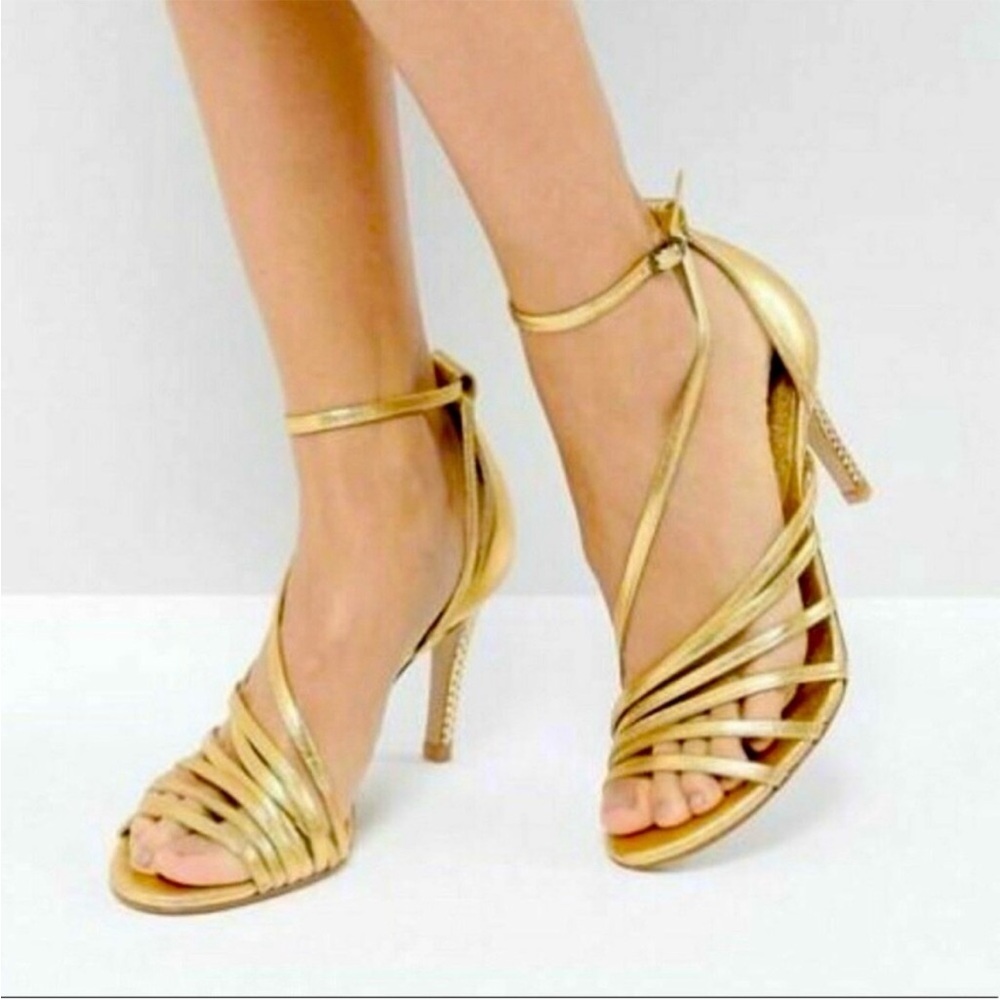 Free People - Strappy Gold Heels / Sandals - Size 39 / 8.5 - Still New in Box